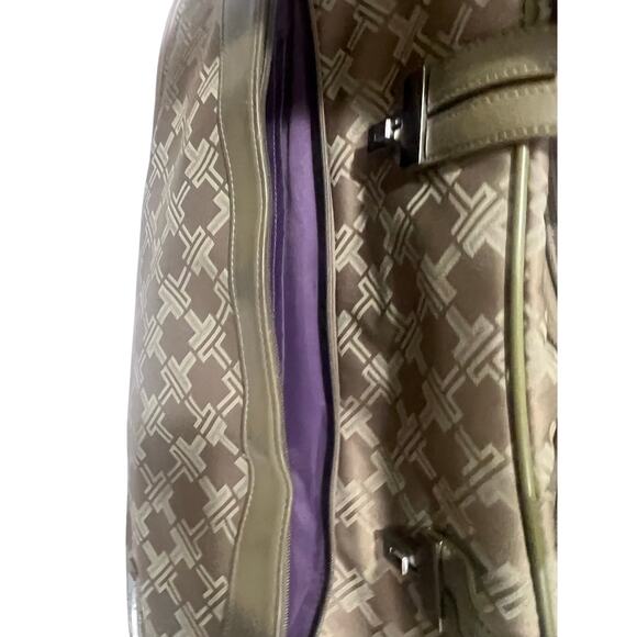 TUMI Signature Collection Wheeled Duffel 72163CFF Taupe Olive Leather Travel Bag - Picture 12 of 16